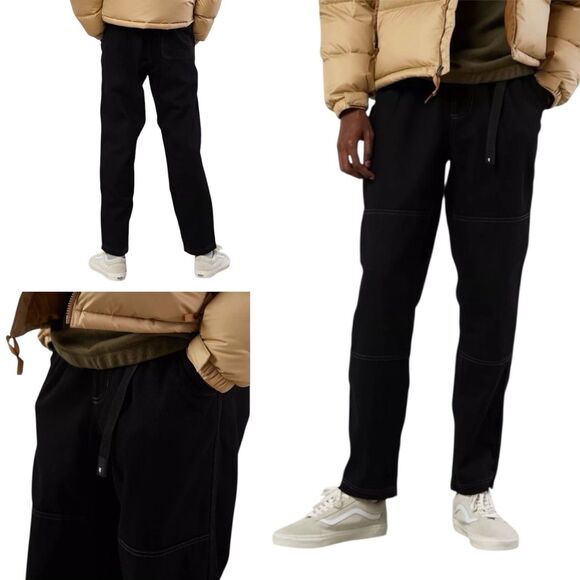 Without Walls UO Belted Hiking Pants Cotton Black Mens Medium Relaxed PRISTINE - Picture 1 of 13